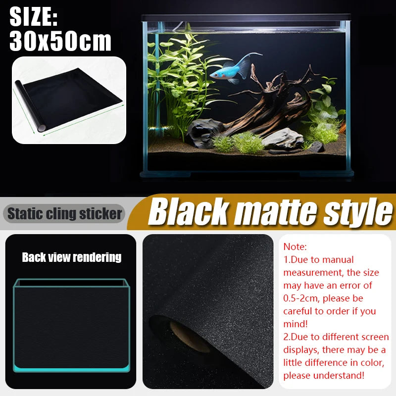 Electrostatic Aquarium Background Film – Matte Black, Water-Activated