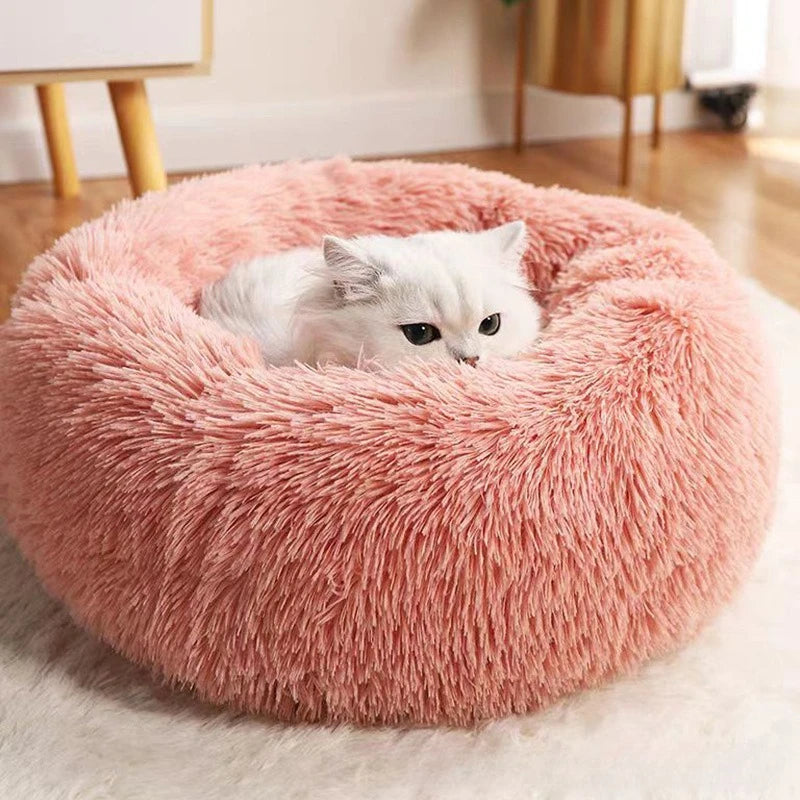 Lit pour animaux en peluche rayé et douillet