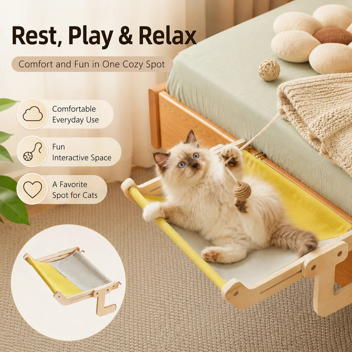 Hanging Cat Hammock Bed for Window or Balcony