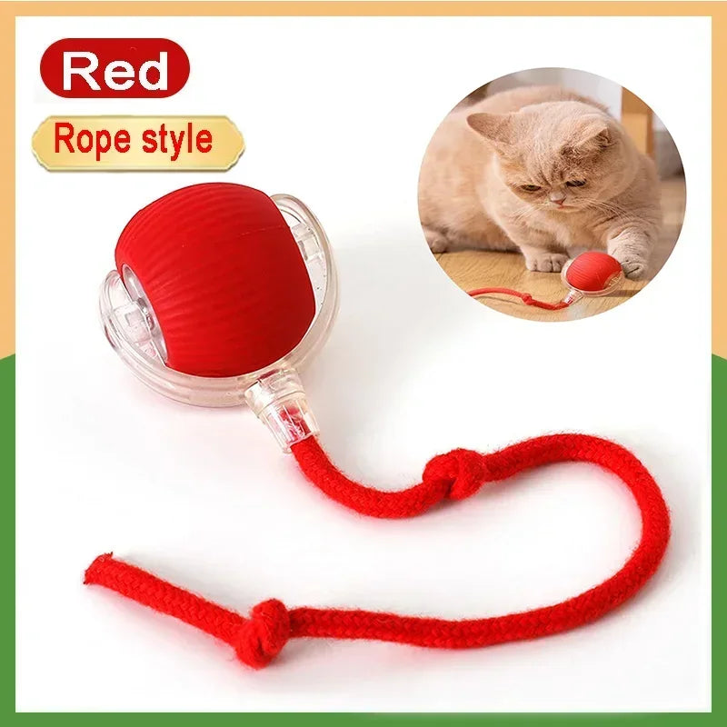 Red rope style interactive pet toy ball for cats and dogs