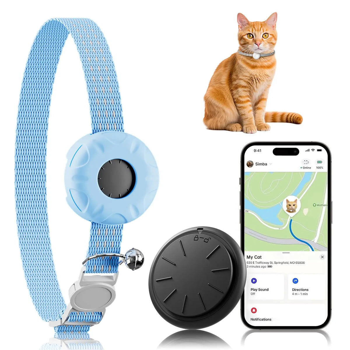 Waterproof GPS Cat Tracker Collar with Safety Buckle