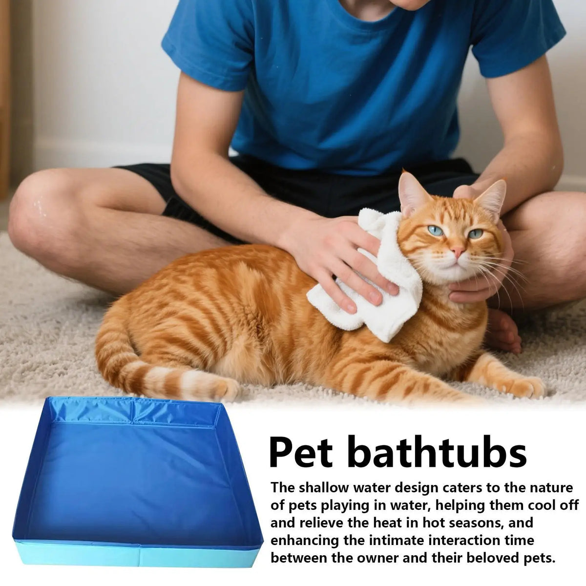 Foldable Dog Wading Pool for Small Pets with Non-Slip Base