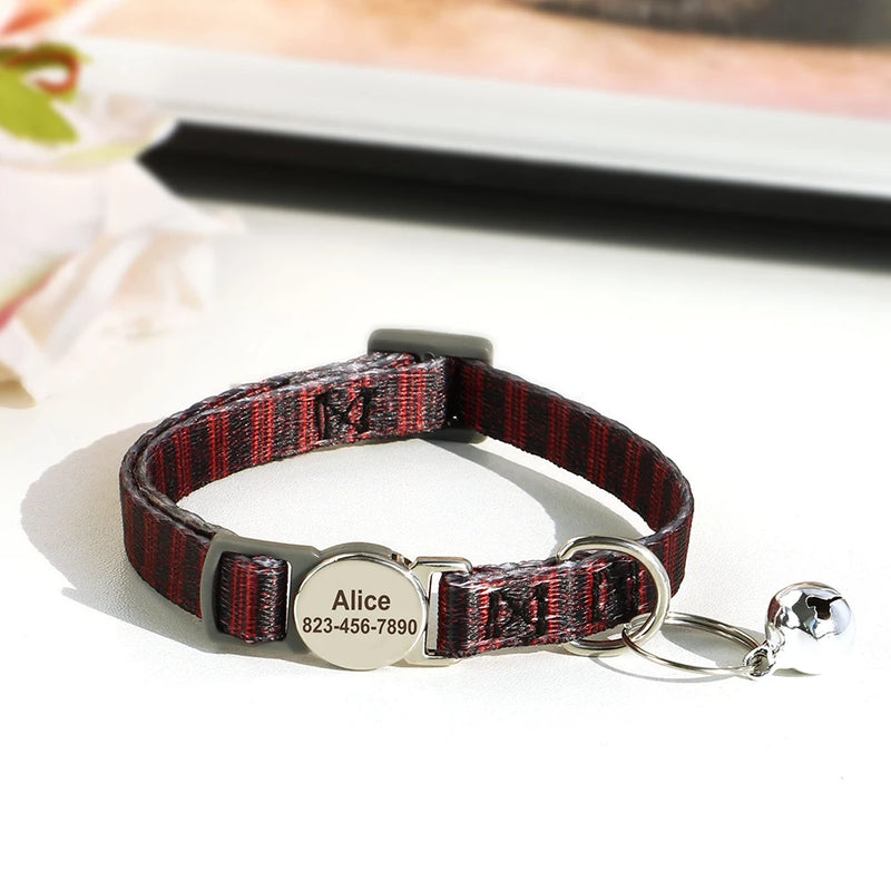 Personalisierte Katzenhalsband mit gedrucktem Design und graviertem ID-Anhänger