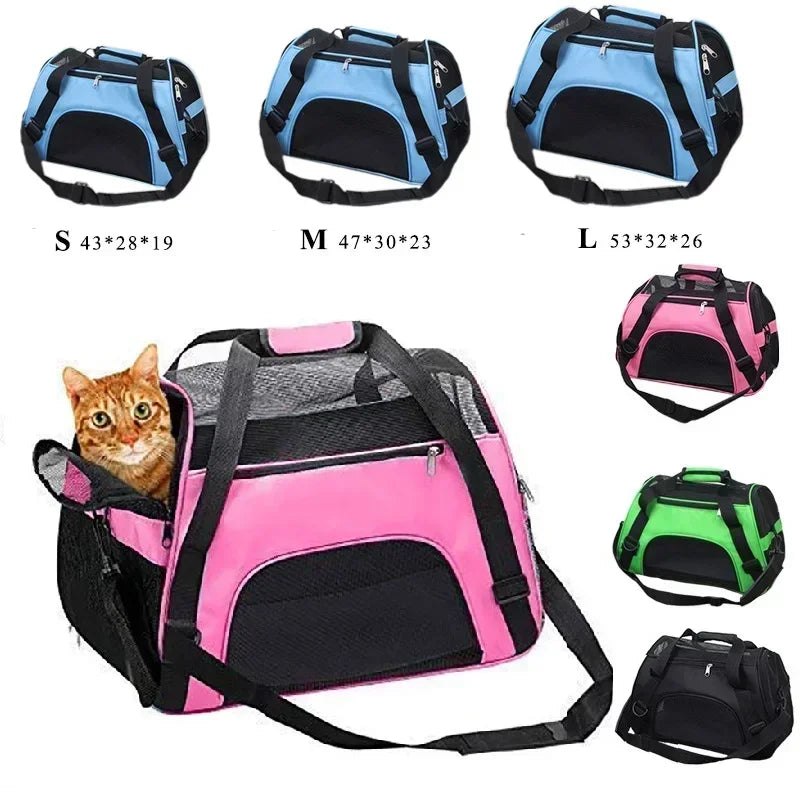 Portable Mesh Pet Carrier Bag for Cats & Small Dogs