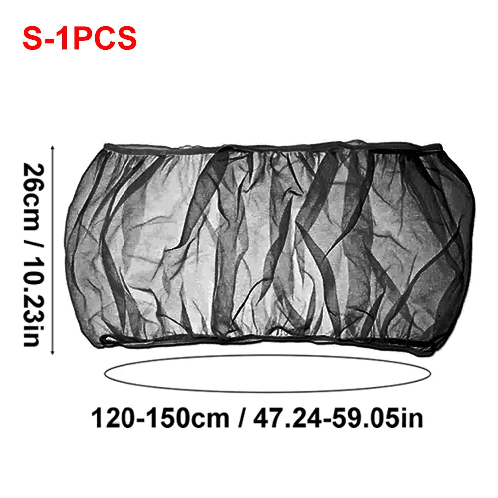 Black stretchy bird cage seed guard net measuring 120-150cm long