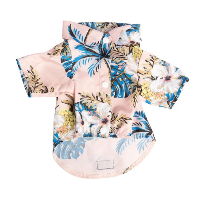 Hawaiian Leaf Print Summer Shirt for Small Dogs & Cats