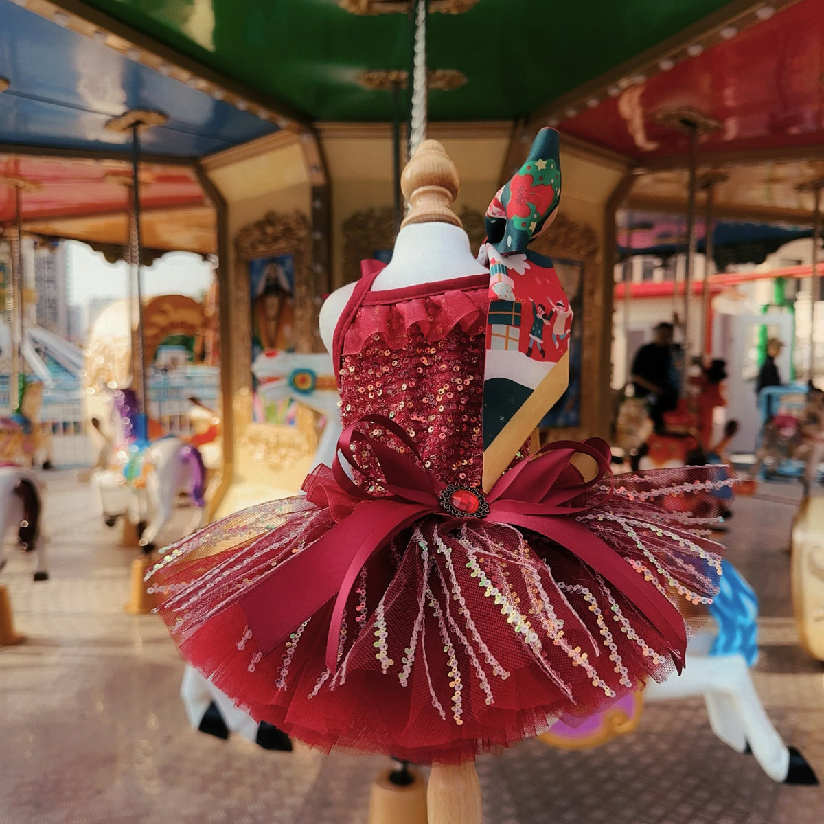 Sequin Princess Dress with Crystal Bow for Small & Medium Dogs