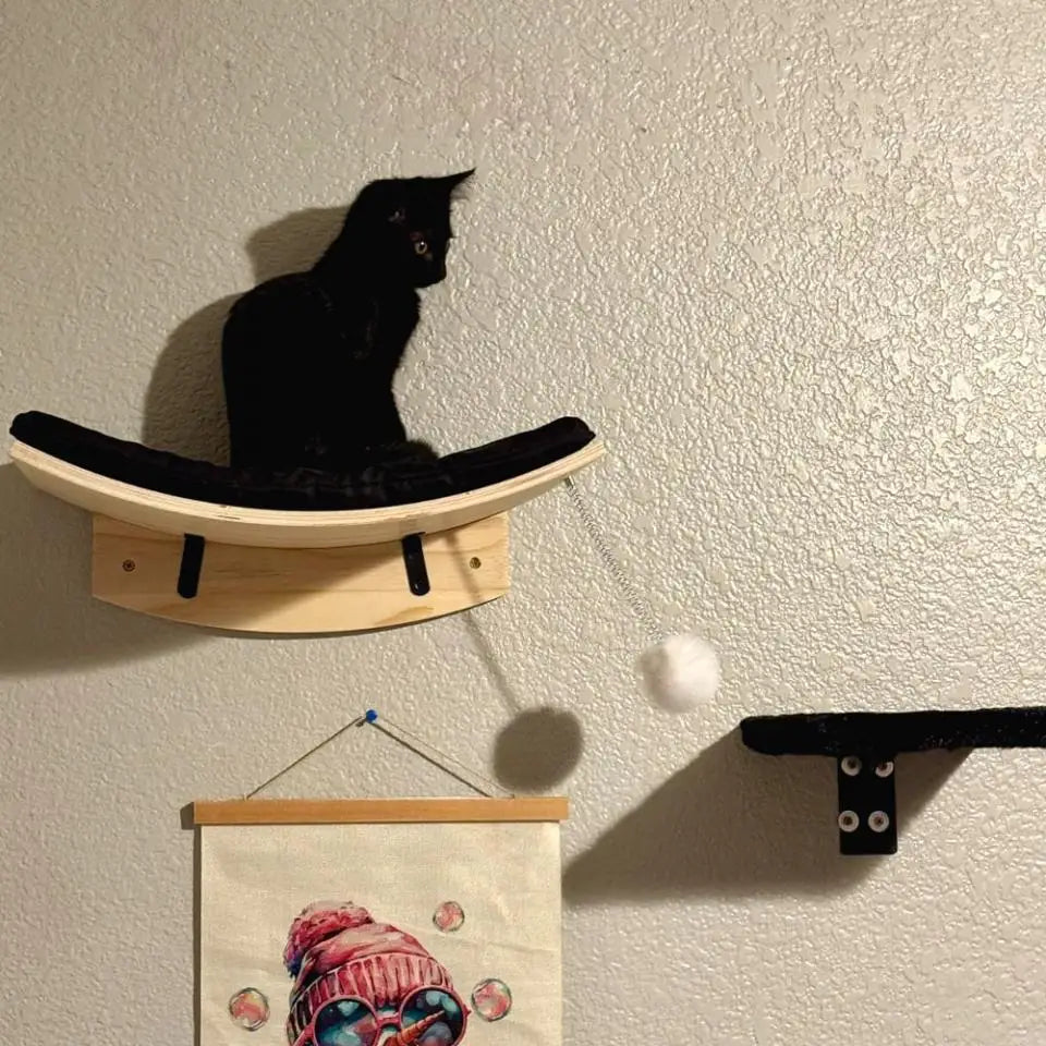 Wall-Mounted Cat Hammock and Climbing Stairs with Scratcher