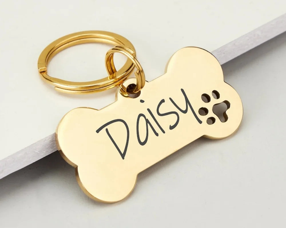 Personalized Stainless Steel Bone-Shaped Dog ID Tag