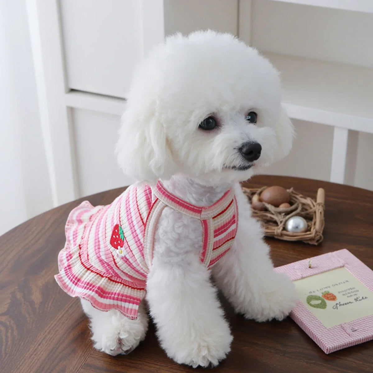 Sweet Strawberry Print Princess Dress for Small Dogs & Cats