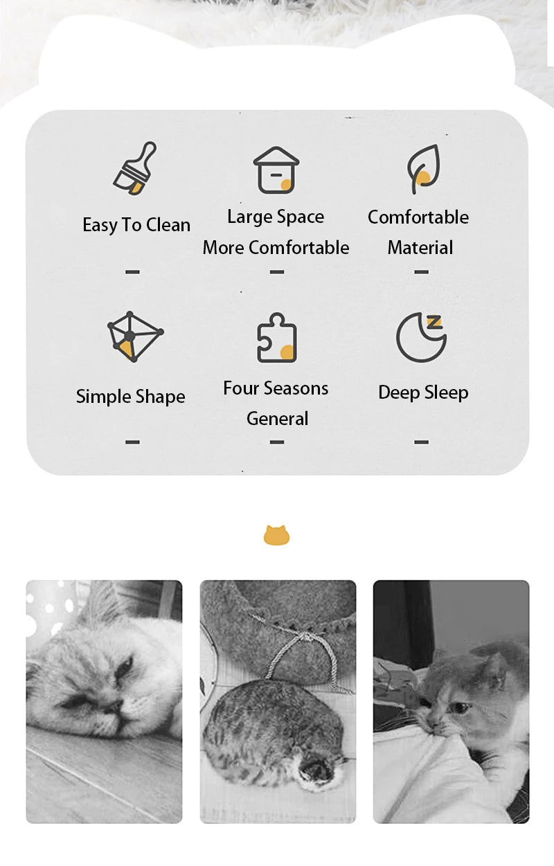 Cat Head-Shaped Cozy Cave Bed for Small to Medium Pets