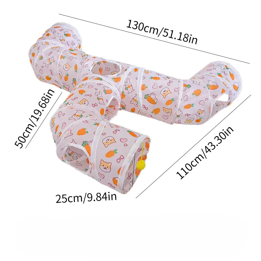 Foldable Cat Play Tunnel with S-Shaped Design