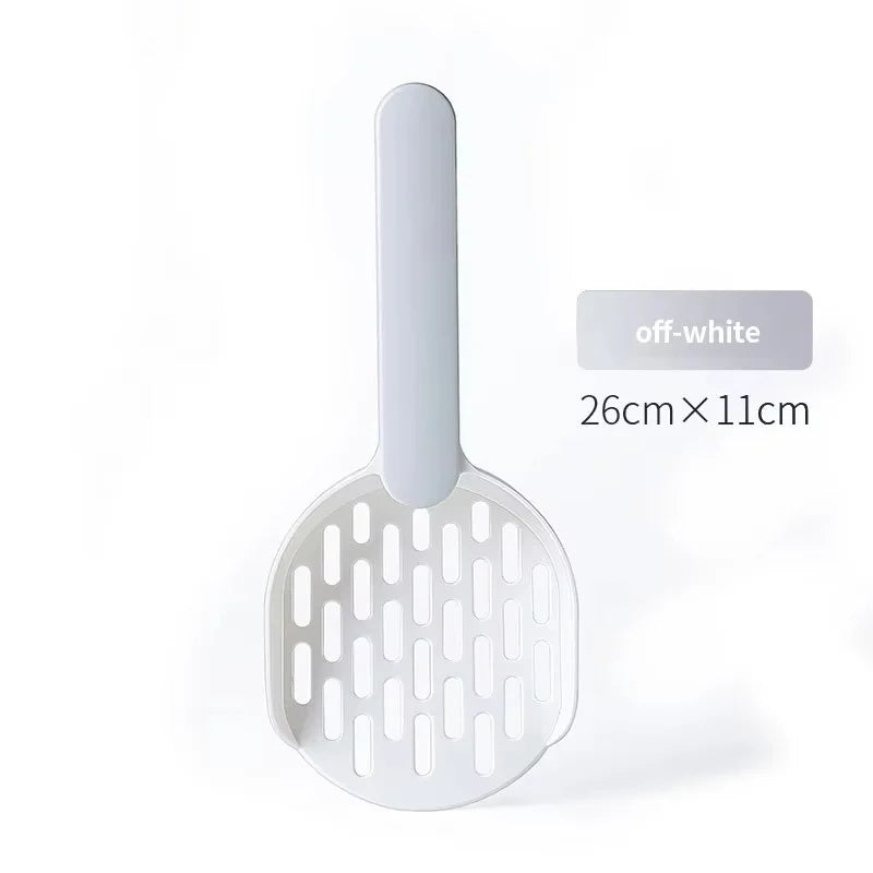 A white large-capacity cat litter scoop with a quick-sift design shown against a white background.