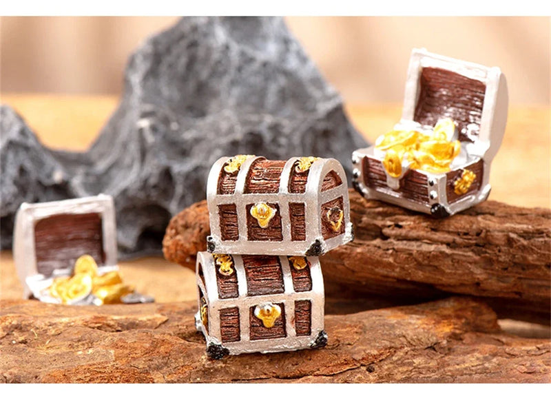 Mini Aquarium Treasure Chest Resin Ornament