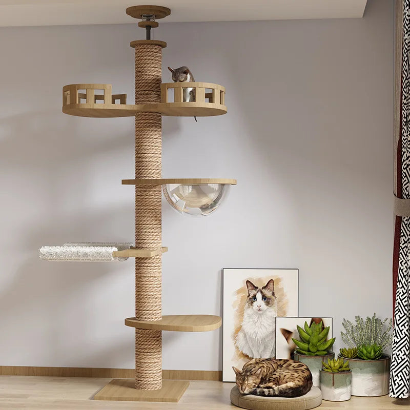 Arbre à chat de sol au plafond avec hamac