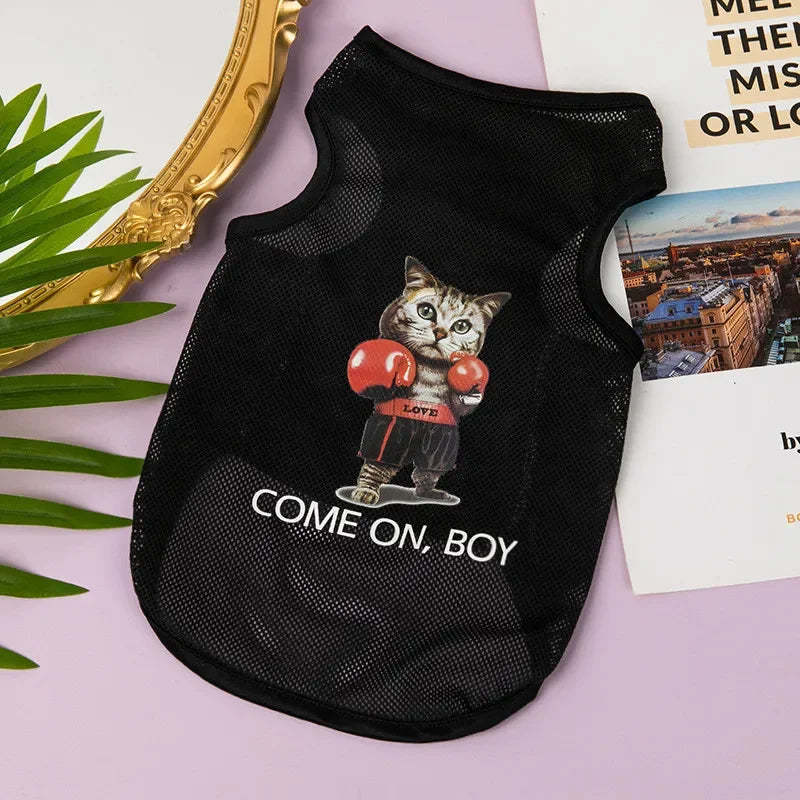 Breathable Mesh Pet Vest with Cute Cartoon Print