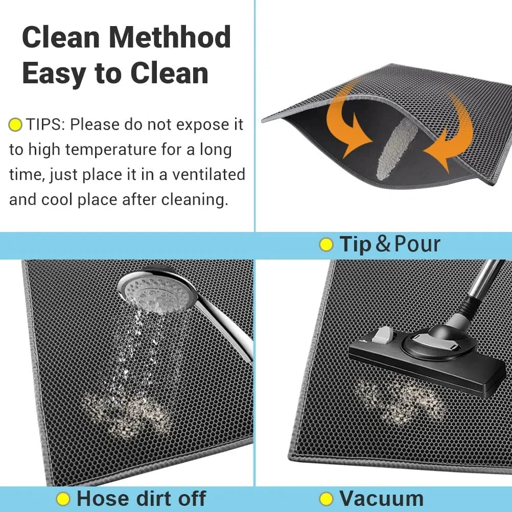 Double-Layer Waterproof Cat Litter Mat with Non-Slip Base