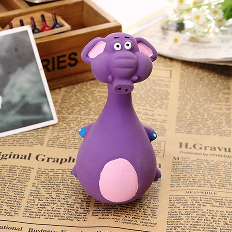 Latex Dog Toy Squeaky Elephant Cow Rubber Interactive Chew Toy