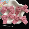 Red Plaid Fabric Bow Hair Clips for Girls