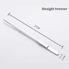 A straight stainless steel tweezer with a 27cm length and a 1.2cm tip.