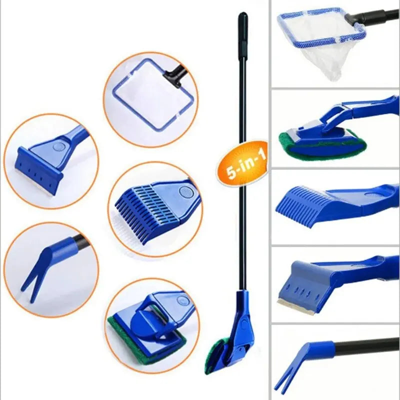 5-in-1 Aquarium Cleaning Kit with Interchangeable Heads
