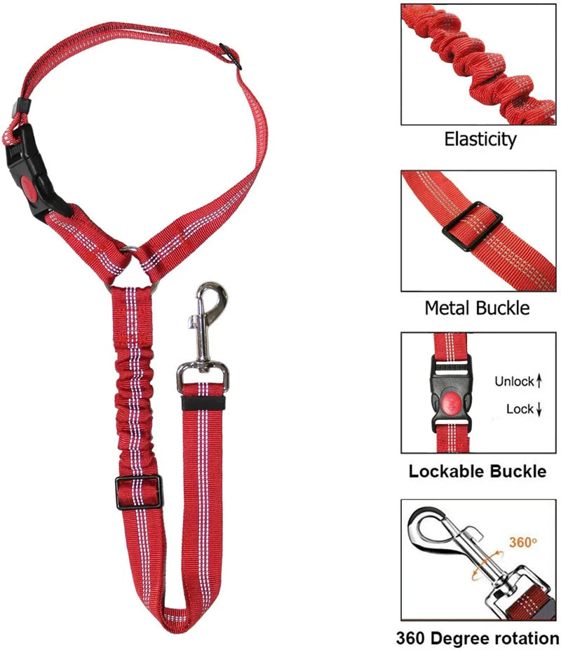 Two-in-One Pet Harness and Car Safety Belt with Reflective Leash