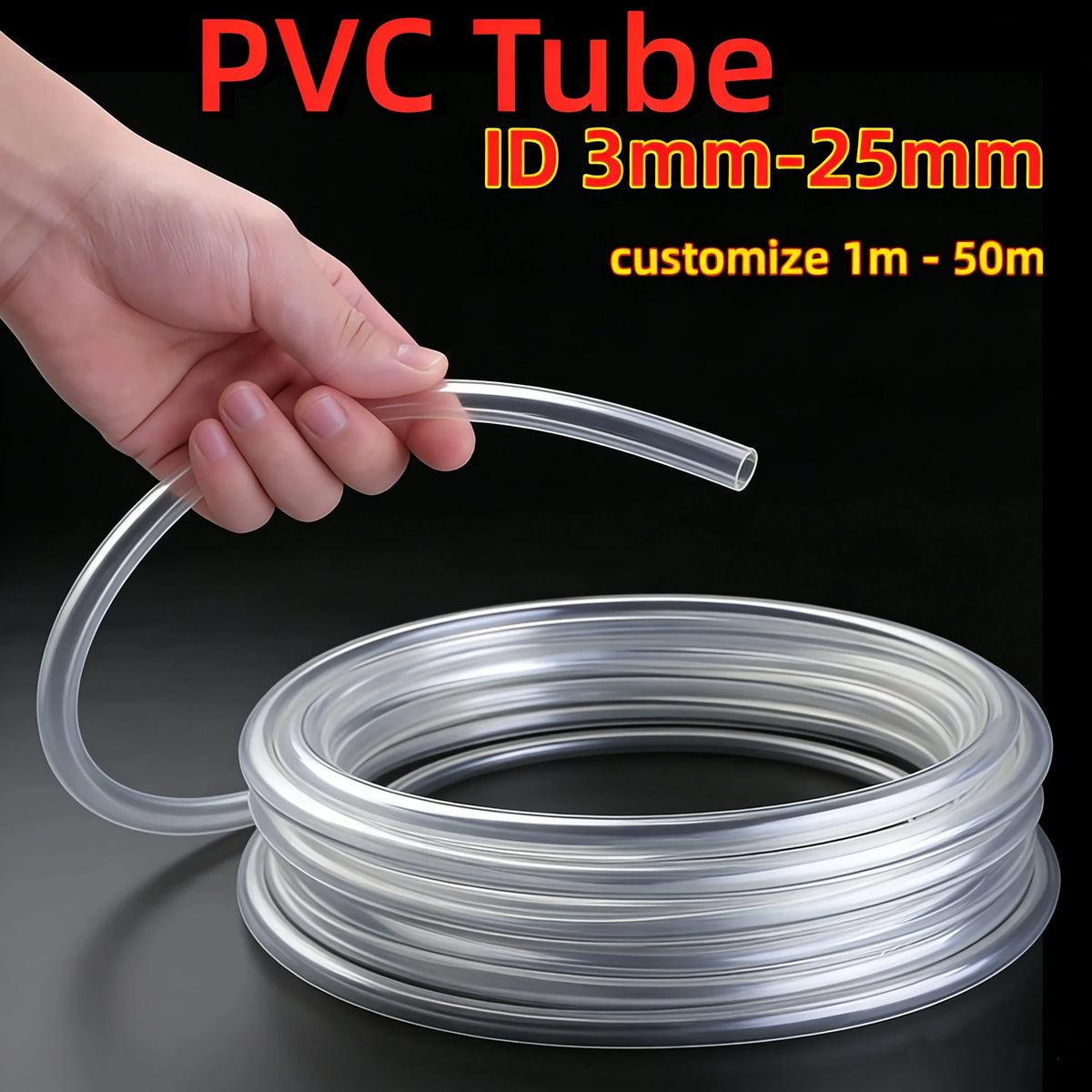 Clear PVC Flexible Water Tubing for Aquariums, Pumps, and Garden Use