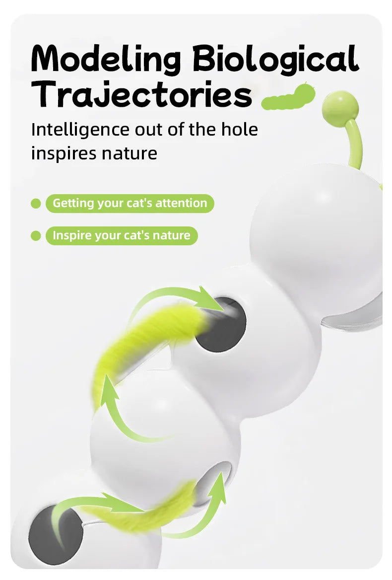 Jouet Teaser Caterpillar Électrique avec Queue en Plumes