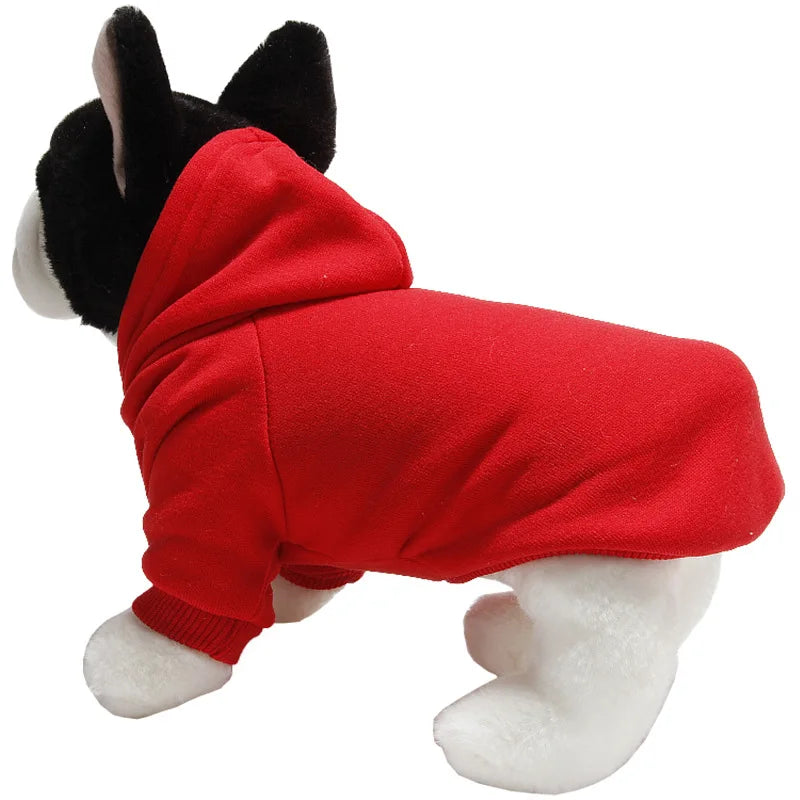 Pull en laine rouge pour lapin avec poche, vue de dos.