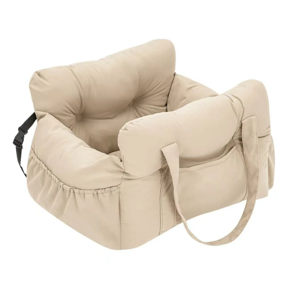 Dog Car Seat with Safety Belt – Non-Slip, Washable Travel Bed for Small Dogs