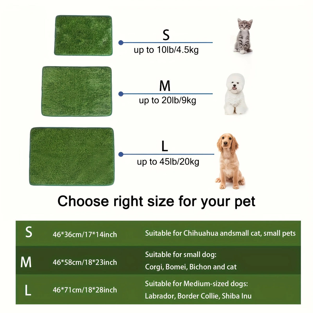 Washable Fake Grass Dog Potty Training Pad