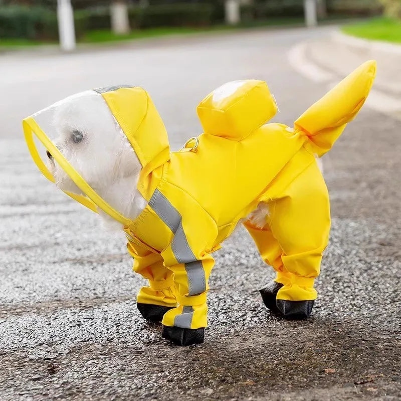 Small Dog Full-Body Raincoat with 4-Leg Coverage