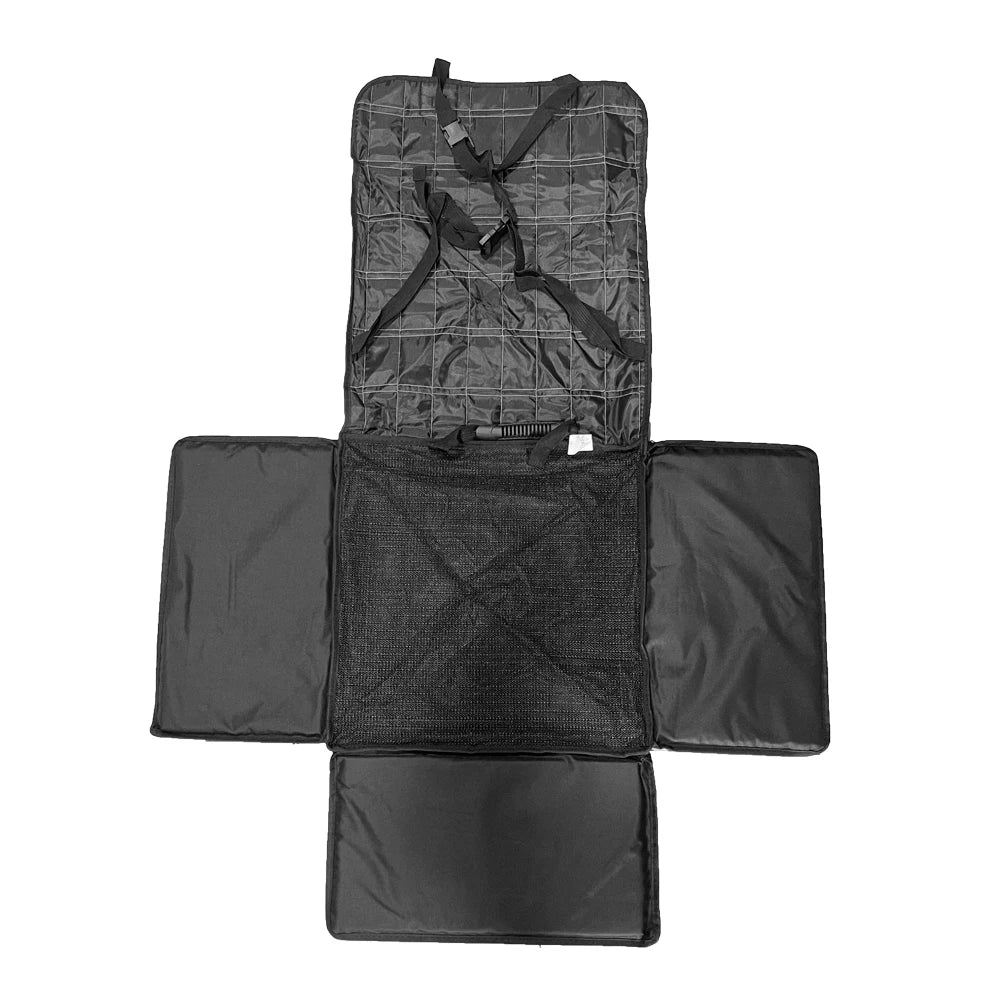 Black waterproof dog car seat hammock with straps and multiple panels