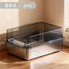 Extra-Large Stainless Steel Cat Litter Box with Splash-Proof Rim