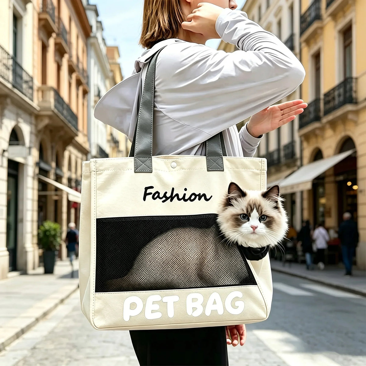 Breathable Head-Out Pet Carrier Tote for Cats and Small Dogs
