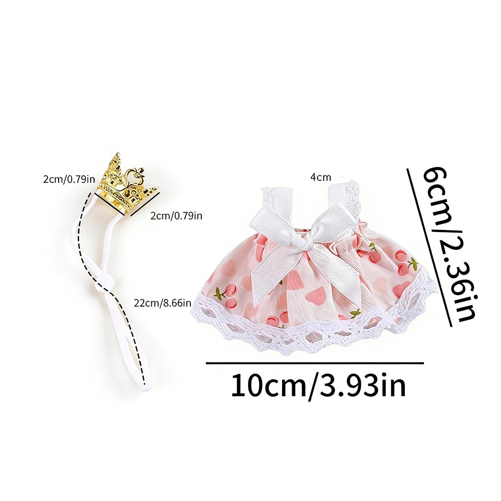 Pinkes Minikleid mit weißer Spitzenborte und Schleife für Hamster und Guinea Pigs