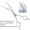 Silver wingsbro professional curved pet grooming scissors with a safe tip indicator