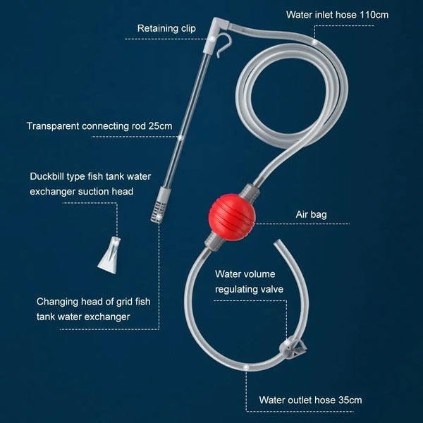 Pompe à siphon manuel pour changement d'eau d'aquarium
