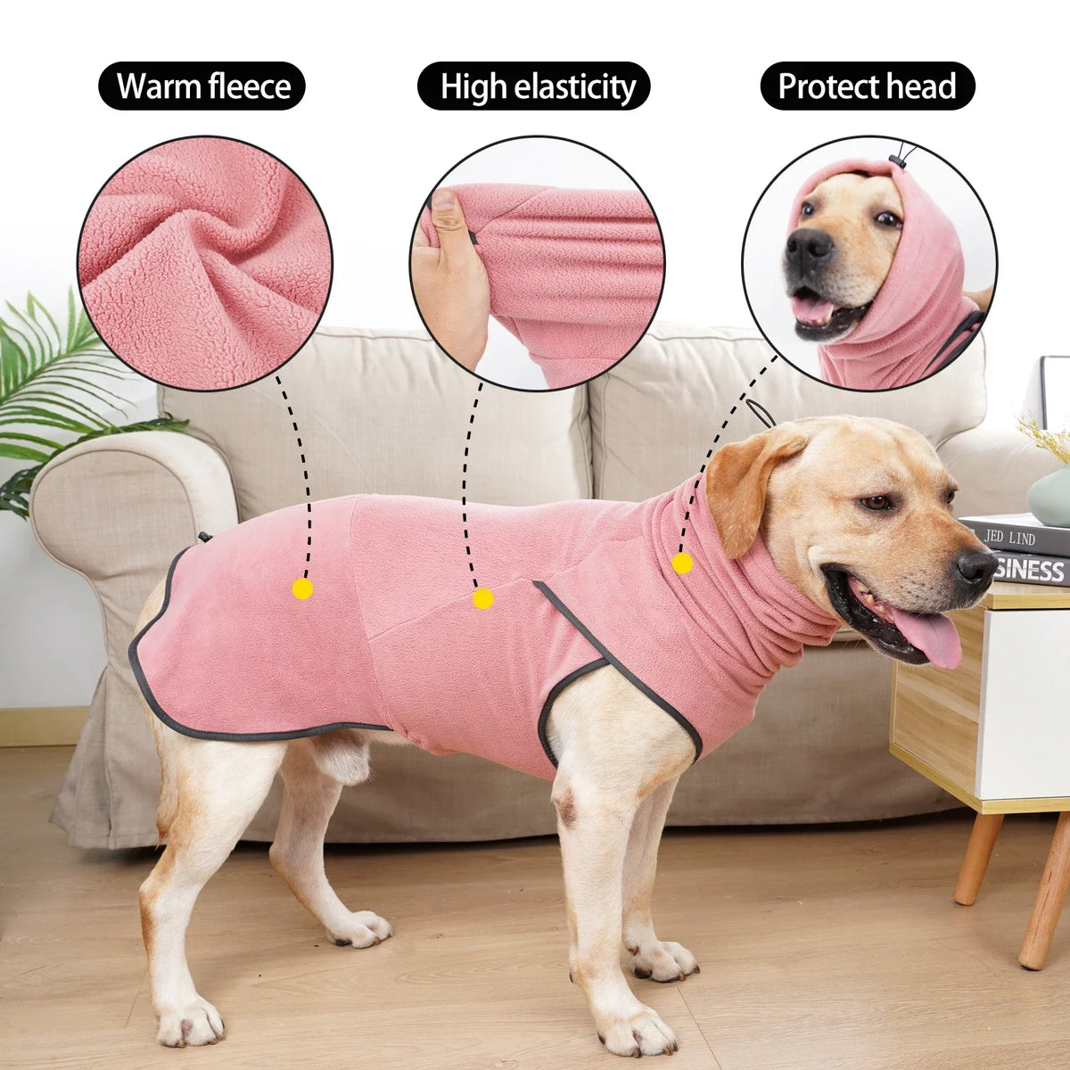 Cozy Fleece Dog Sweater with High Collar and Leg Straps
