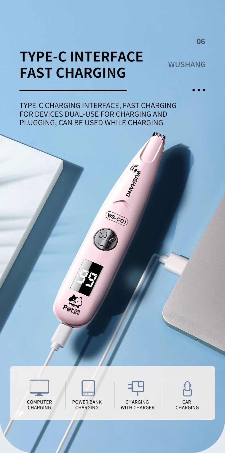 LED Pet Grooming Trimmer for Dogs and Cats