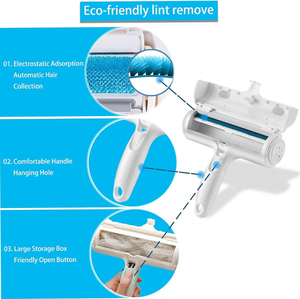 Reusable Push-Pull Pet Hair Remover Brush for Dogs and Cats