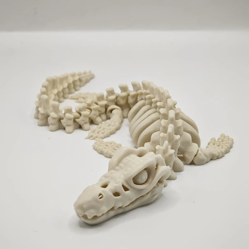 A realistic skeleton aquarium decoration designed in the shape of a dinosaur skull and spine.