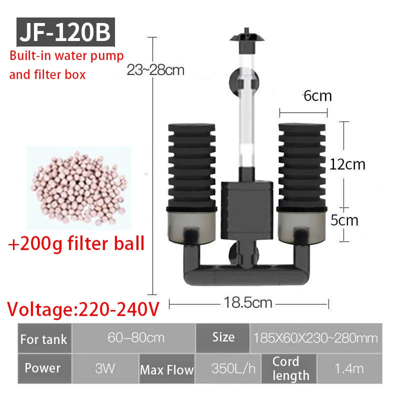 Filtre Submersible pour Aquarium avec Éponge Biochimique