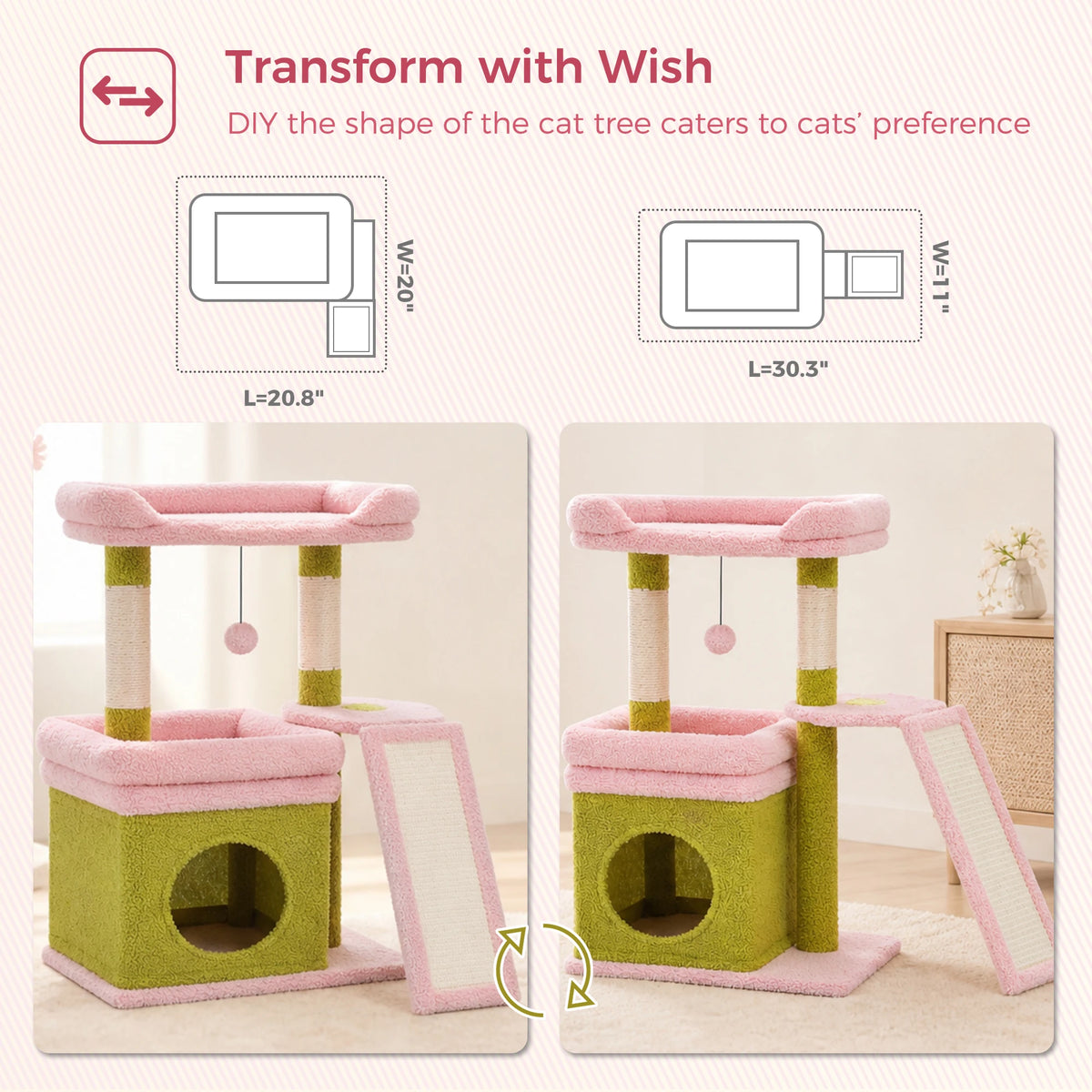Compact Cat Tree Tower with Sisal Scratching Posts and Cozy Perches