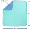 A light mint green pet urine pad with a blue non-slip and leak proof backing, measuring 36 inches wide.