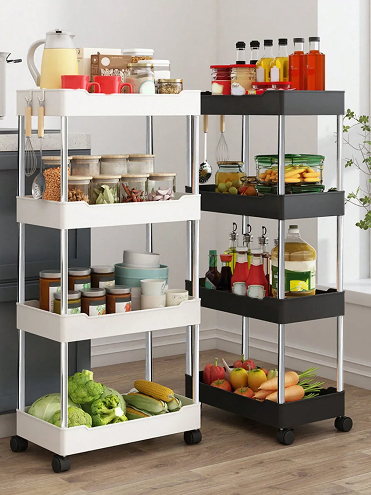 Rolling Utility Storage Cart with 3/4 Tiers