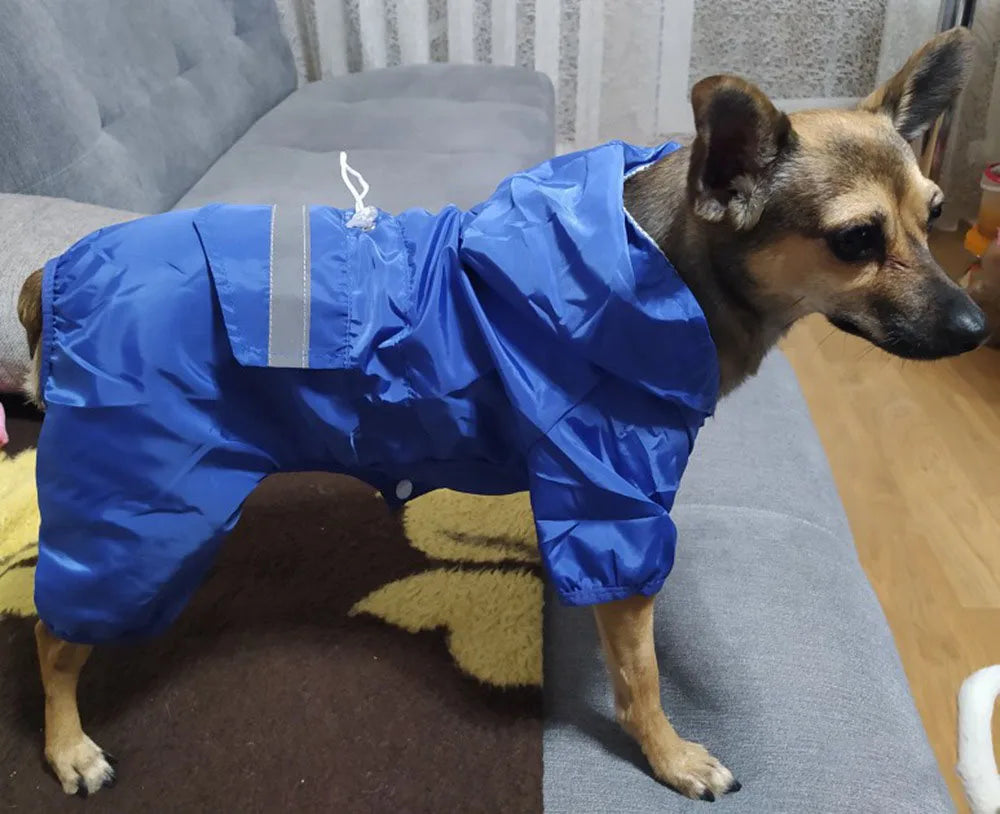 Adjustable Waterproof Dog Raincoat with Reflective Strap