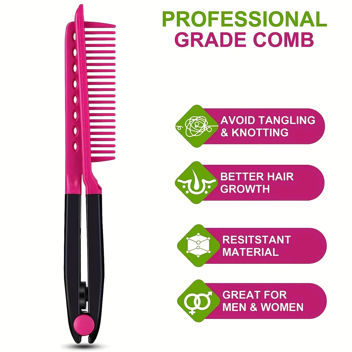 Folding V-Shaped Detangling Comb for Hair Styling