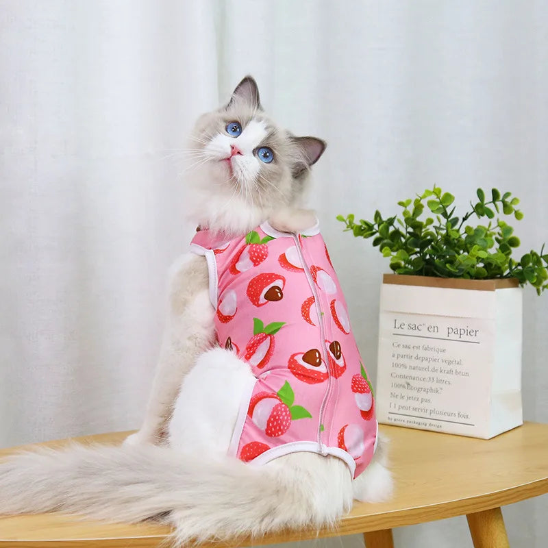 Cat Recovery Vest – Soft Anti-Licking Protector for Post-Surgery Care