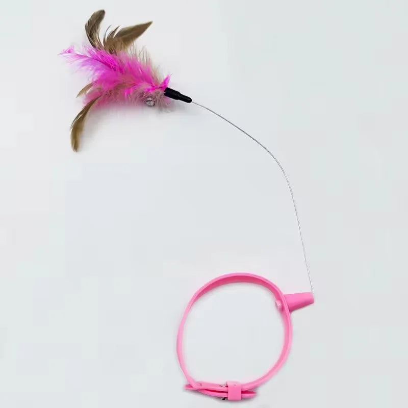 360° Rotating Feather Cat Teaser Wand with Bell
